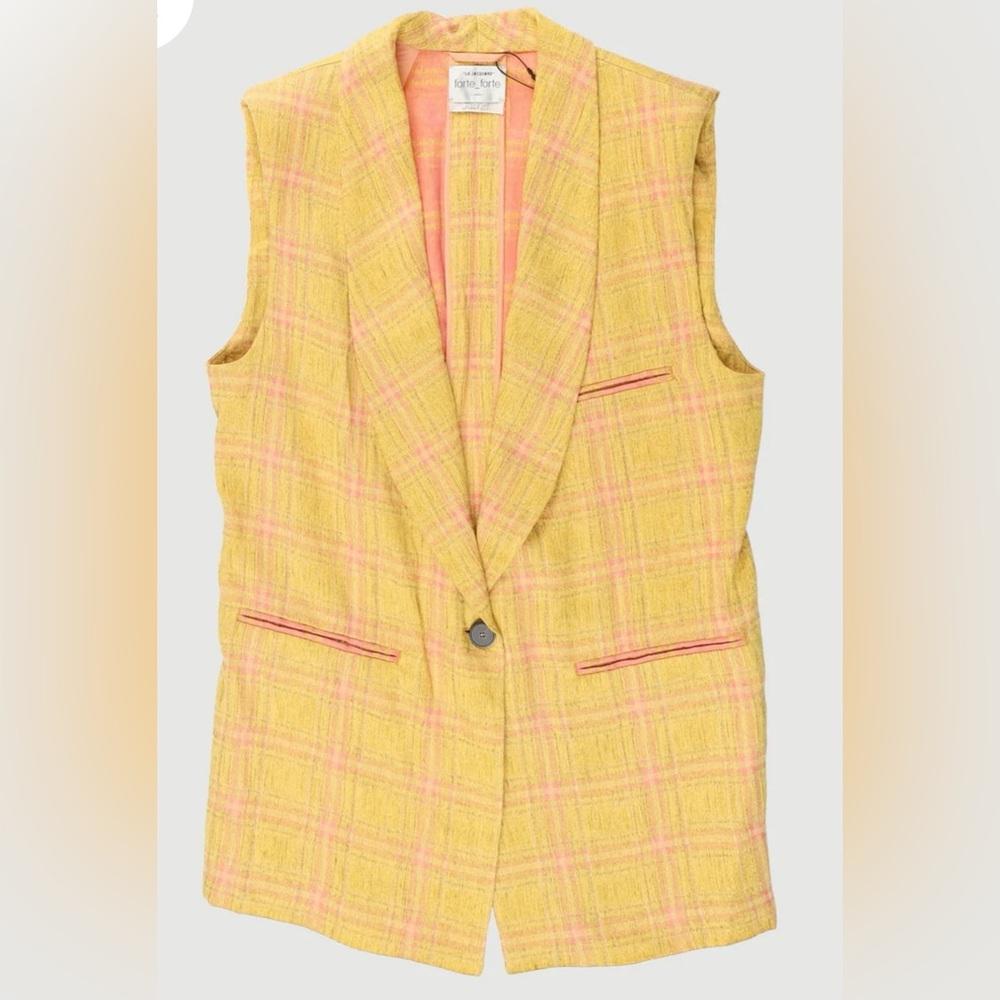 Forte_Forte Yellow and Pink Plaid Women's Vest